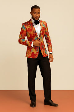Red Printed Blazer - Men's Slim-Fit Statement - view 2