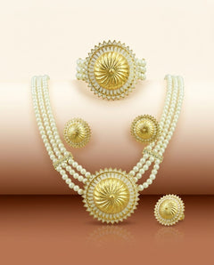Colorful African Bead Jewelry - Bold Statement Set in Ivory