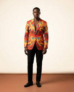 Red Printed Blazer - Men's Slim-Fit Statement - view 4