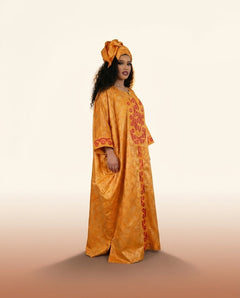 African Agbada Set - Yellow Embroidered Couple - view 3