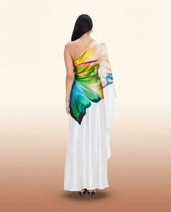 One-Shoulder Floral Maxi Dress - Evening Elegance - view 4