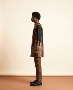African Paisley Print Men's Kaftan Set - 2-Piece Top & Trousers - view 3