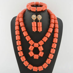 Nigerian Resin Coral Beads - Modern Bridal in Coral 1