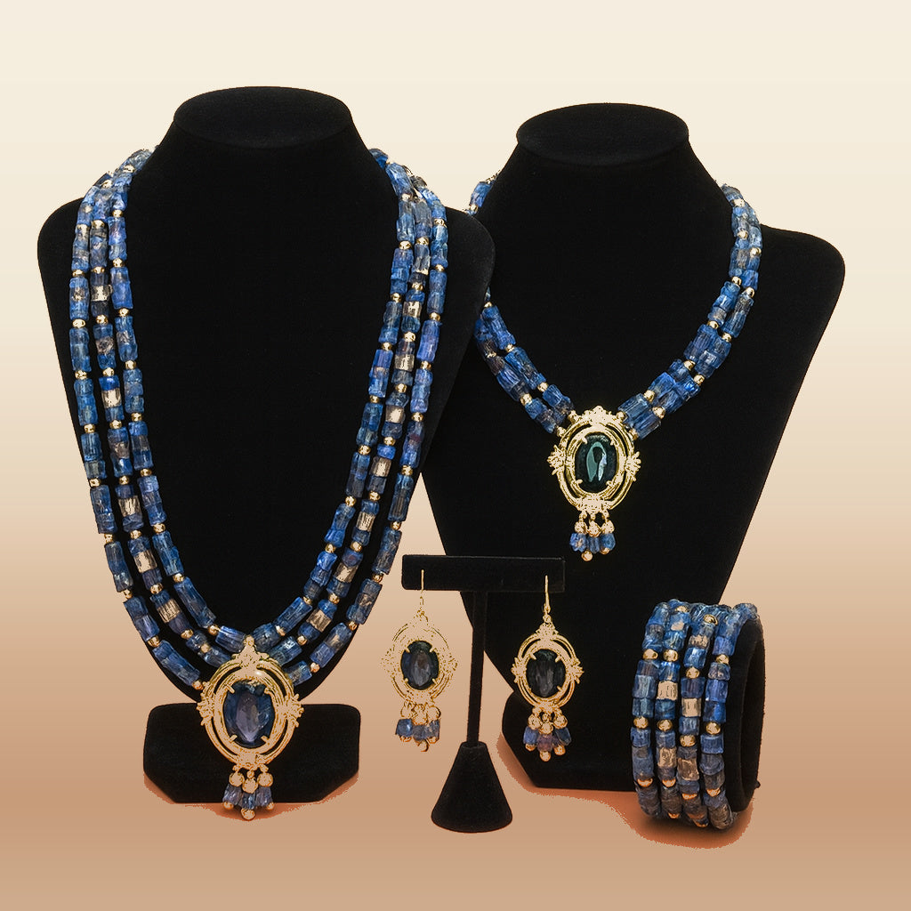 Premium Coral Bead Jewelry - African Bridal Luxe in Blue 3