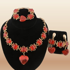 Coral Bead Jewelry Set - African Bridal Classic in Red