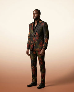 Black Jacquard 2-Piece Suit - Men's Slim Double - view 3