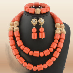 Nigerian Resin Coral Beads - Modern Bridal in Coral 2