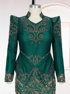 Green Sequin Evening Gown