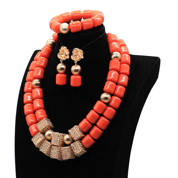 Nigerian Wedding Coral Bead Set - Detail View | ARINZE