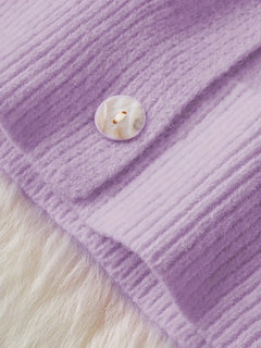 Color Block Hooded Cardigan — Cozy Knit Sweater - Detail View | ARINZE