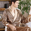 Men Silk long-sleeved Bathrobe Big Size 5XL kimono Home Bath Gown