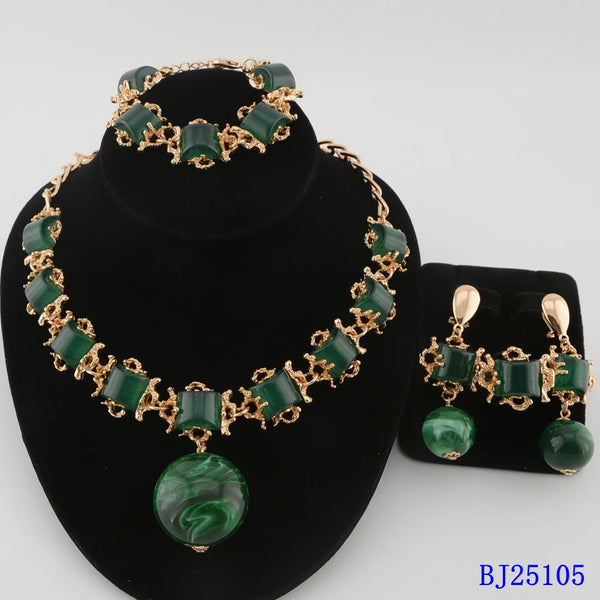 Coral Bead Jewelry Set - Front View | ARINZE