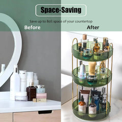 360-Rotating Makeup Organizer — Clear Countertop Storage - ARINZE