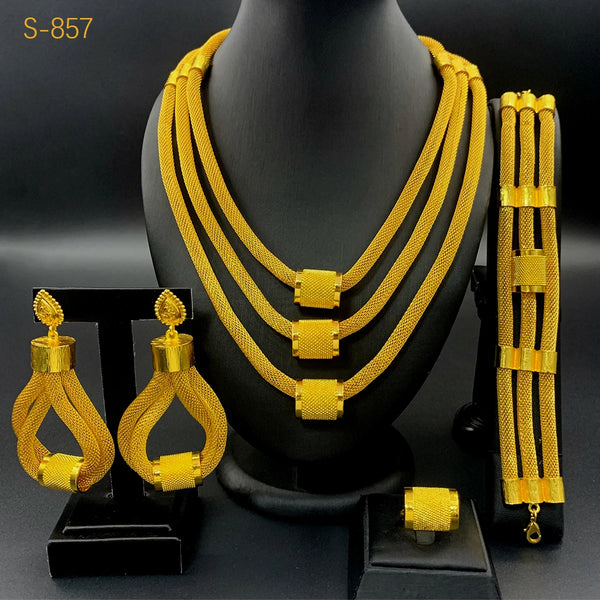 Ethiopian Gold-Plated Jewelry Set - Front View | ARINZE