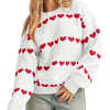 Women's Fall Winter Valentine Heart Striped Sweater