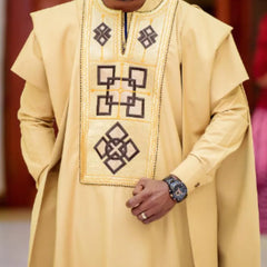 Men's Yellow Embroidered 3-Piece Set