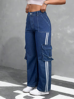 Women's Y2K Cargo Jeans — Denim Wide-Leg Utility - View 5 | ARINZE