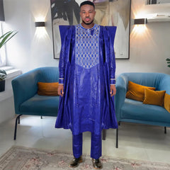Men's Dashiki Robe Set – Embroidered 3-Piece