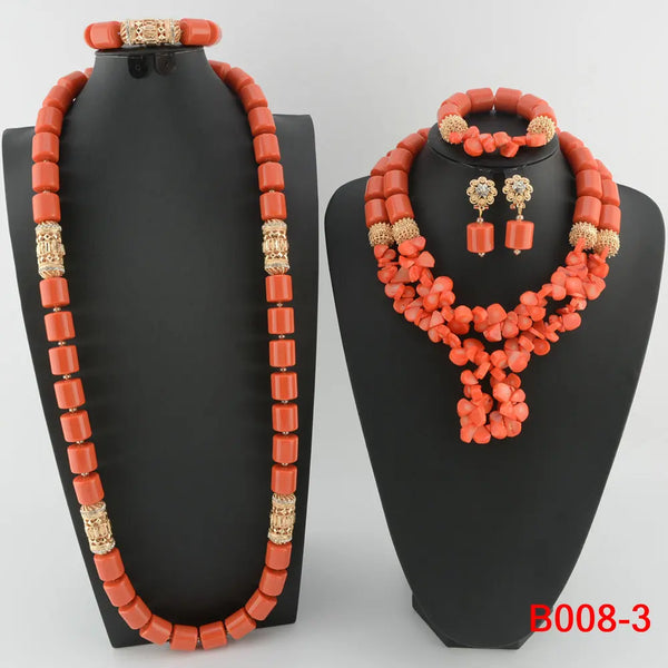Dubai African Bead Jewelry Set - Front View | ARINZE