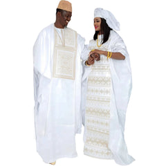 His & Hers White Bazin Set – Wedding Embroidery