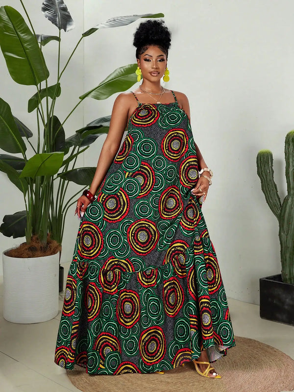 African Print Maxi Dress - Front View | ARINZE