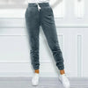 Solid Drawstring Velvet Jogger Pants