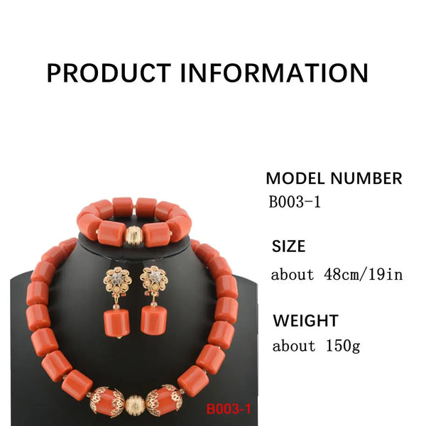 Nigerian Wedding Coral Bead Set - Detail View | ARINZE