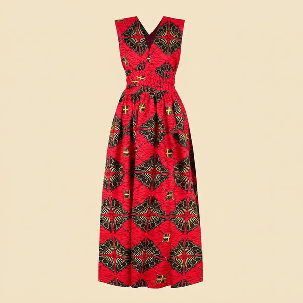 African Print Summer Dress - Vibrant Outfit Style in Red