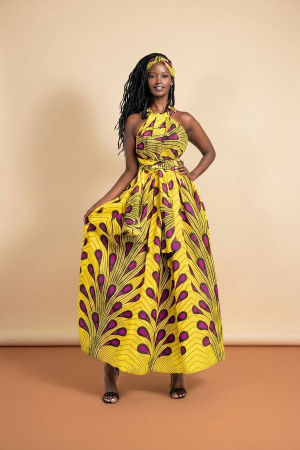 African Print Summer Dress - Vibrant Outfit Style in Yellow / S / United States