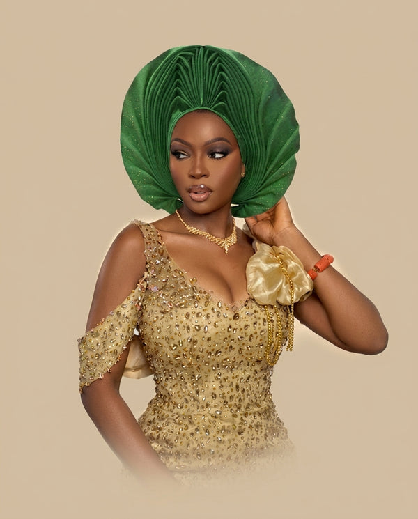 Pre-Tied Auto-Gele - Emerald Green - view 2