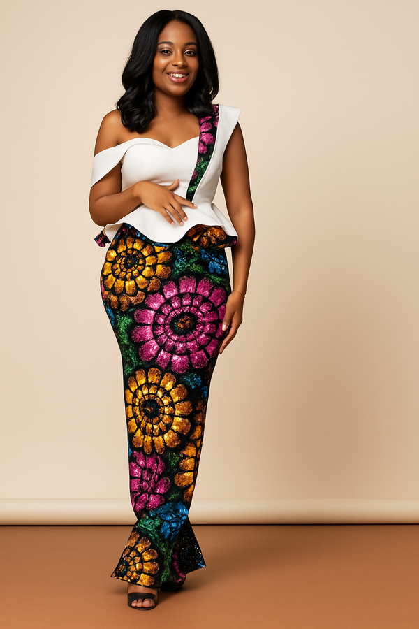 His & Hers Ankara Gown and Shirt Set