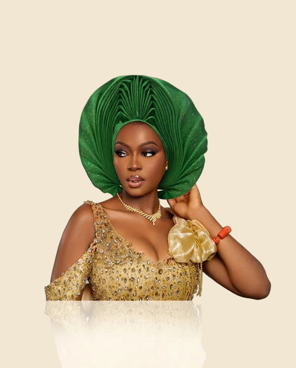 Pre-Tied Auto-Gele - Emerald Green - view 3