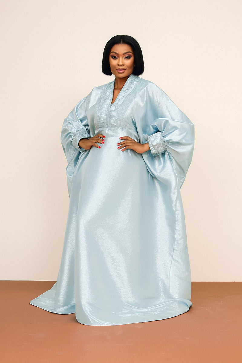 Metallic Brocade Boubou Gown with Bell Sleeves