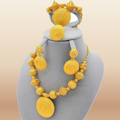 African Gold Bead Jewelry - Party Statement Set in Gold 5