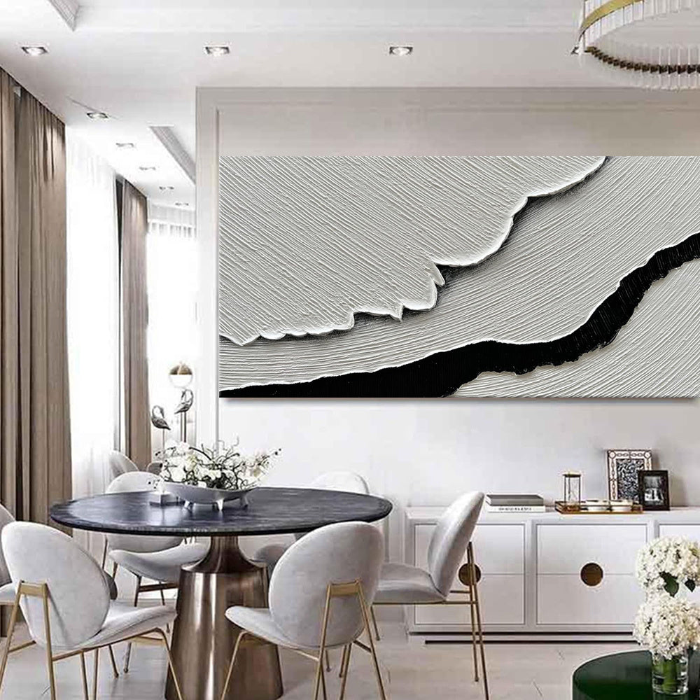 Black White Sea Waves Abstract Paintings Bedroom Decor
