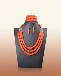Nigerian Wedding Beads - Colorful Bridal Set in Coral