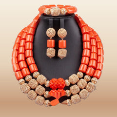 Traditional Nigerian Coral Beads - Grand Bridal in Coral 6