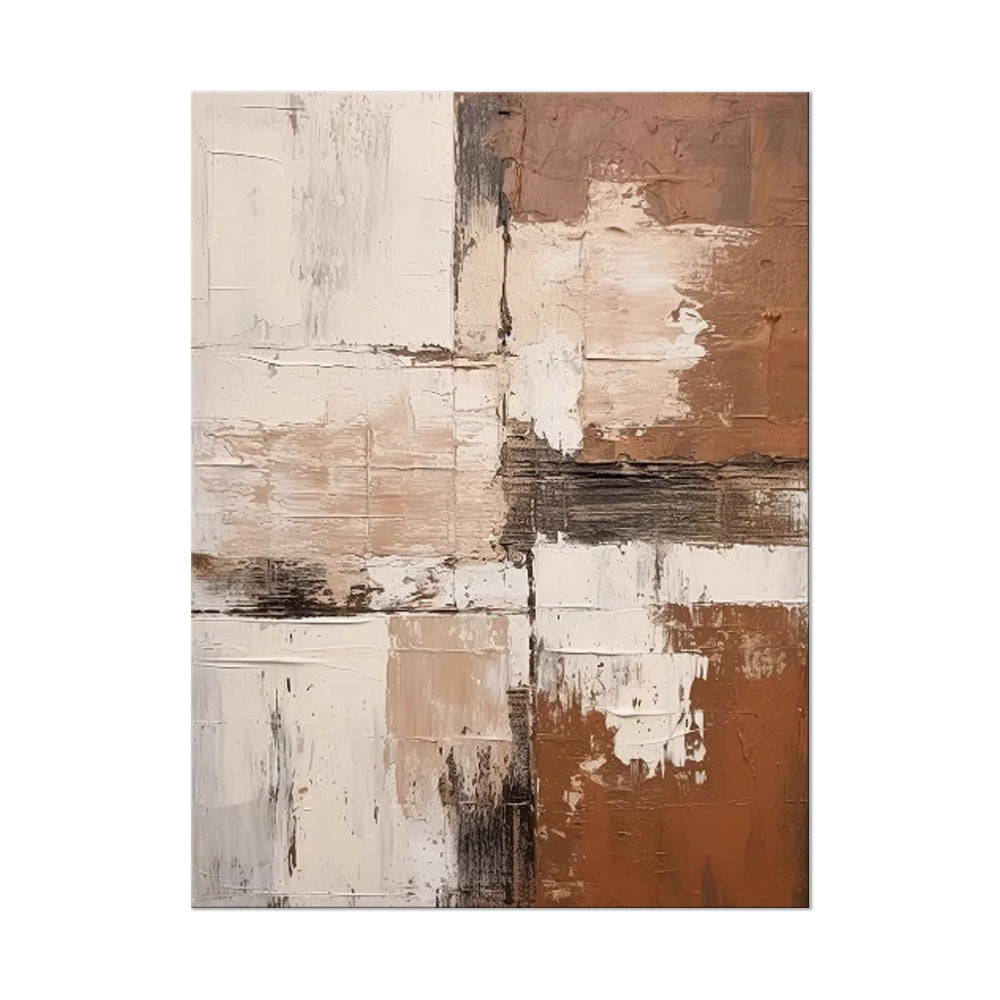 Large Abstract Handmade Painting Brown Textured Wall Art Minimalist Wabi-sabi Modern Home Living Room Decor