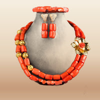 Golden Nigerian Coral Beads - Statement Bridal in Coral 3
