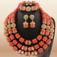 Nigerian Wedding Bead Set - Premium Multi-Layer in Coral 7