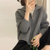 Zipper Knit Cardigan Womens Fashion Loose Outer Wear Lazy Sweater Jacket Top