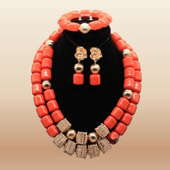 Golden Nigerian Coral Beads - Statement Bridal in Coral 4