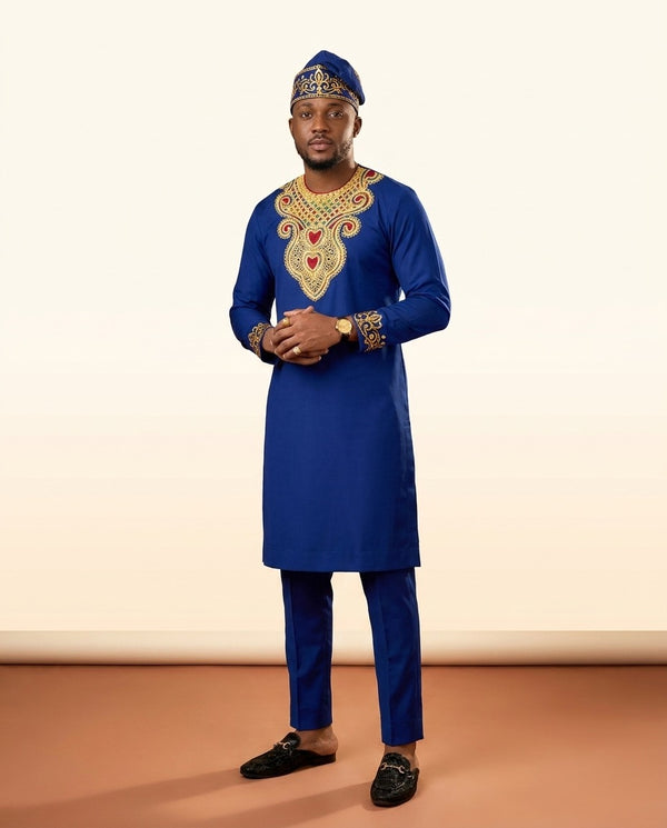 Printed Casual Set - Men's Street 2-Piece Style in Blue