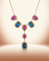 Teardrop Crystal Necklace Set - Statement Bridal - view 3