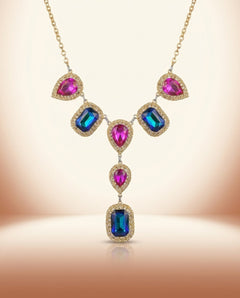 Teardrop Crystal Necklace Set - Statement Bridal - view 3