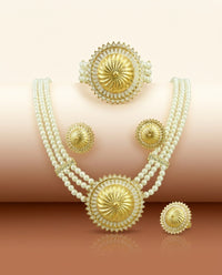 Colorful African Bead Jewelry - Bold Statement Set in Ivory