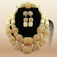 African Bead Jewelry Set - Statement Accessory in Ivory 3