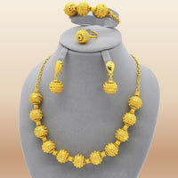 African Gold Bead Jewelry - Party Statement Set in Gold 7
