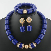 Nigerian Resin Coral Beads - Modern Bridal in Royal Blue 3