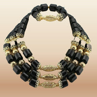 Nigerian Resin Coral Beads - Modern Bridal in Black